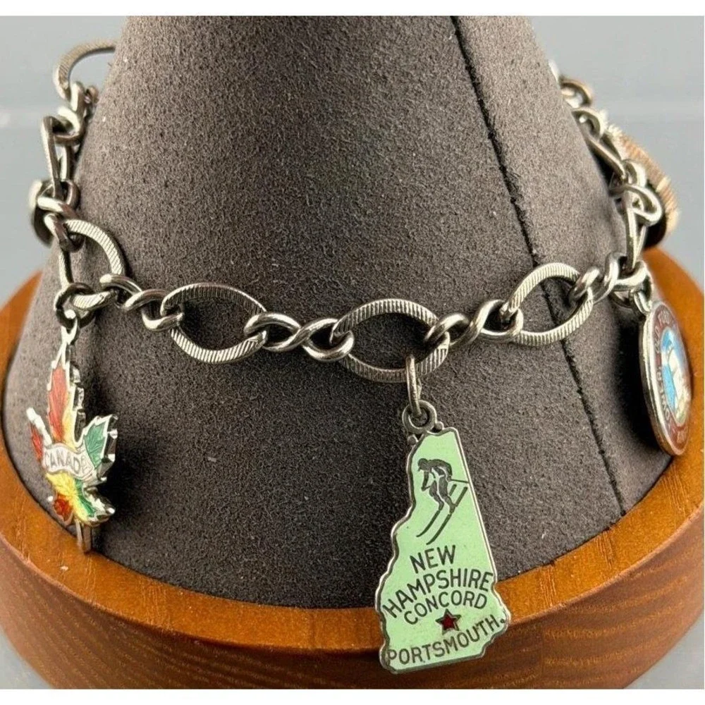 Vintage Canadian Sterling Charm Bracelet with Vintage Charms